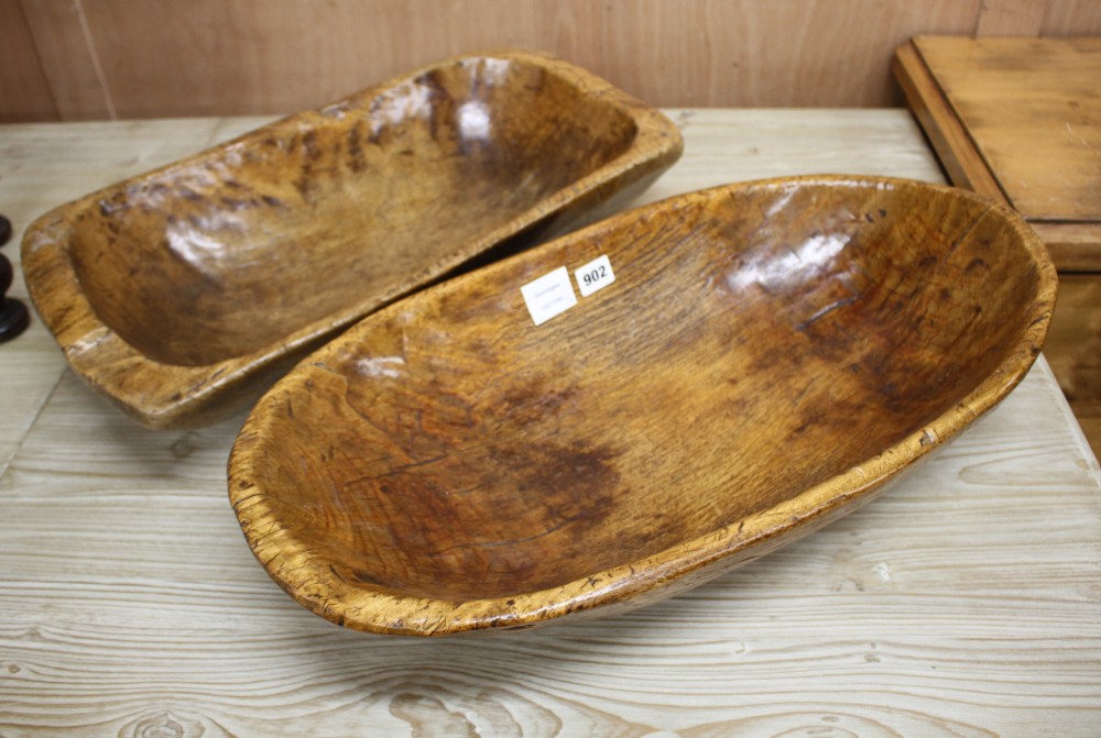 Two 18th / 19th century provincial elm bowls, larger 62cm